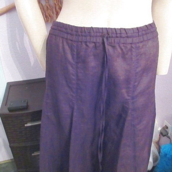 Vtg Ann Taylor Linen Maxi Skirt Size M Pleated Full Pull On Flare Whimsigoth Y2K - Picture 2 of 12